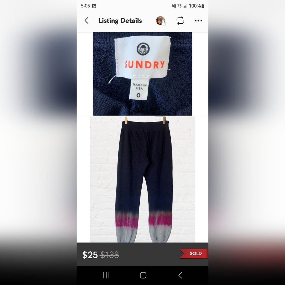 𝅺SUNDRY Tie Dye Gradient Lounge Sweatpants Joggers